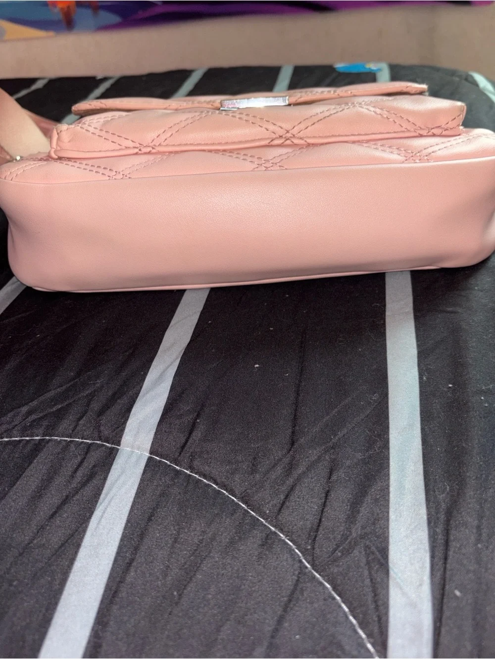 Kendall & Kylie Quilted Blush Crossbody Bag with Branded Strap